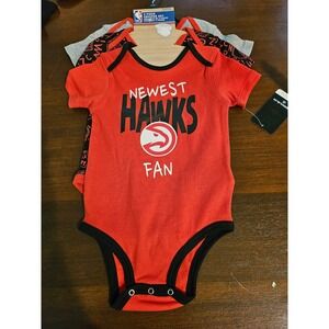 NBA Creeper Set Kids 24M Red Atlanta Hawks 3 Piece Bodysuit Set NWT
